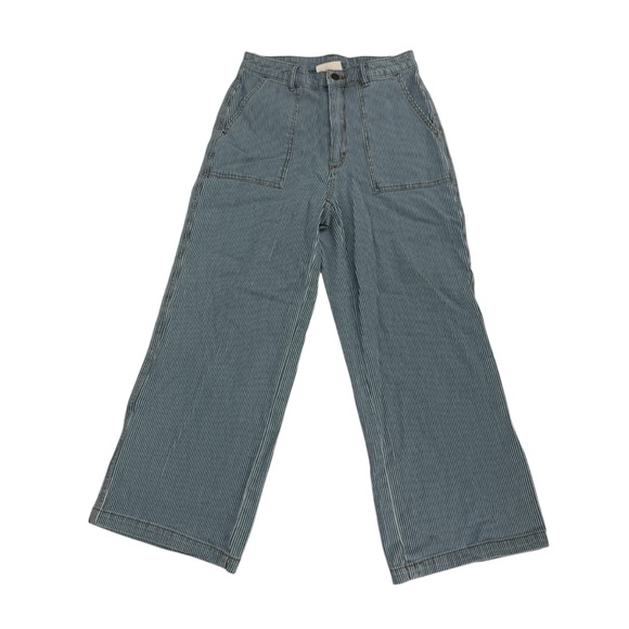 Universal Thread Denim - Universal Thread Blue White Striped Wide Leg Crop Jeans Size 4 (27) Women’s